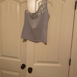 Silver one shoulder top New never worn but tag is missing